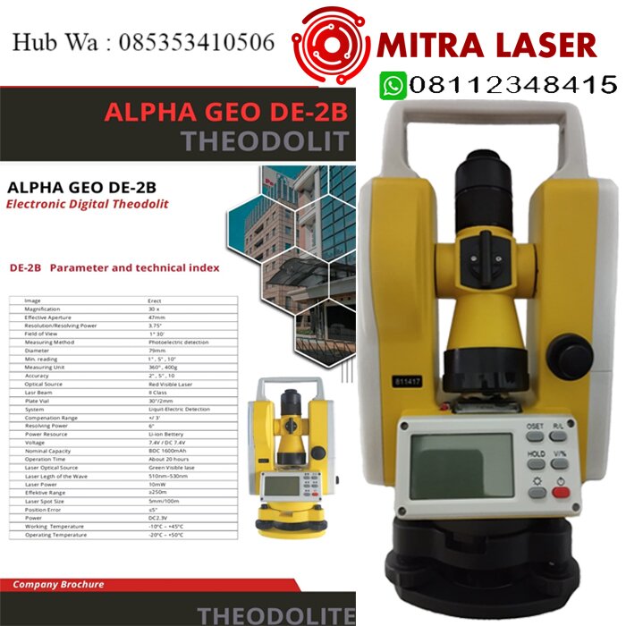 Alpha Geo DE-2B Digital Theodolite mitra laser | CV. MITRA LASER